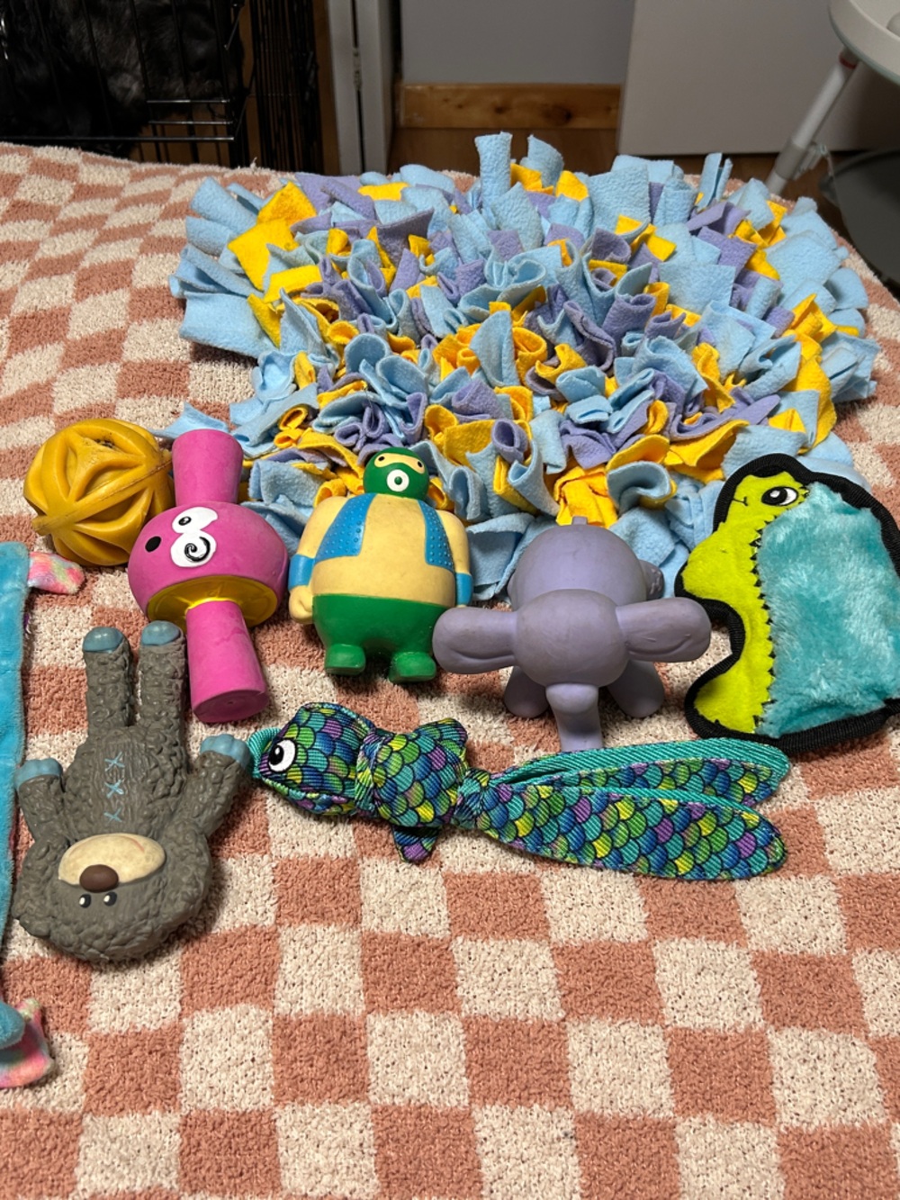 Dog toys and treat mat